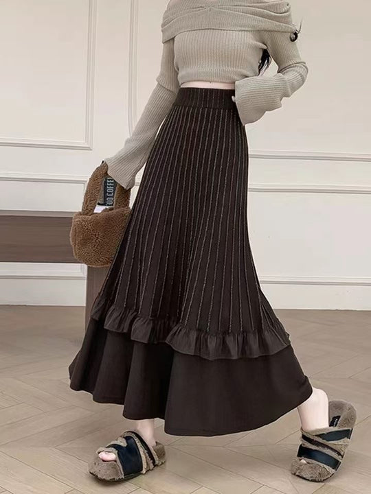 Damen Eleganter Maxi-Rock mit Volant und strukturiertem Design Shop Nory