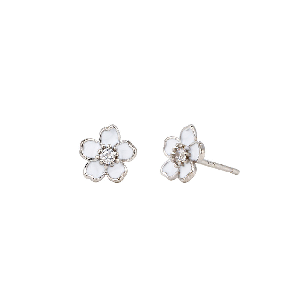 Damen Blumen Ohrstecker aus 925 Sterling Silber mit Zirkonia Shop Nory