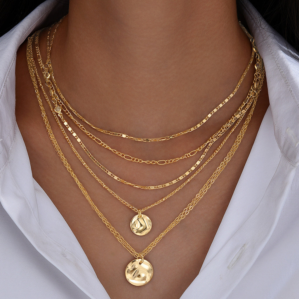 Damen mehrlagige Halskette mit filigranen Designs und eleganten Anhängern Shop Nory