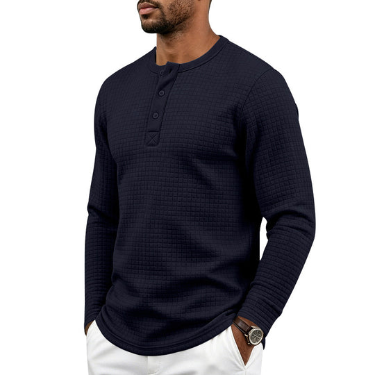 Herren Texturiertes Thermo-Henley-Langarmshirt mit Waffelstruktur und abgerundetem Saum Shop Nory