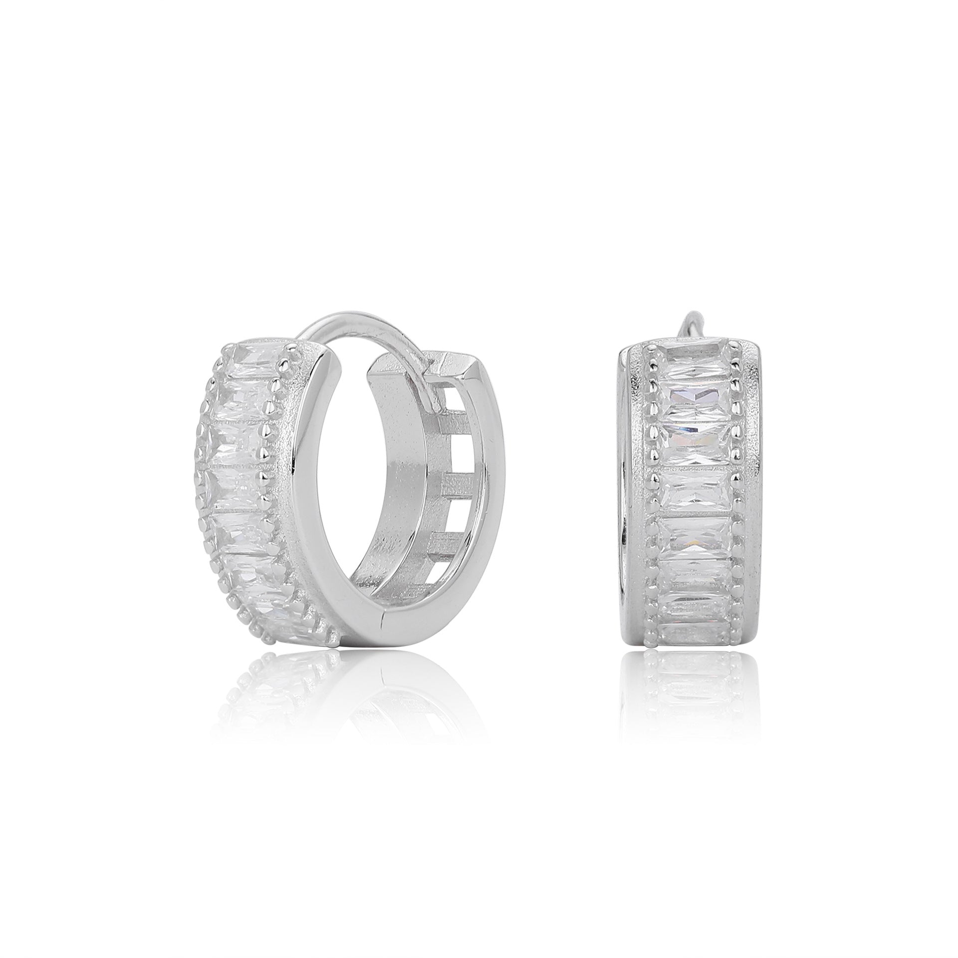 Damen Ohrstecker mit funkelndem Zirkonbesatz aus hochwertigem 925 Sterling Silber Shop Nory