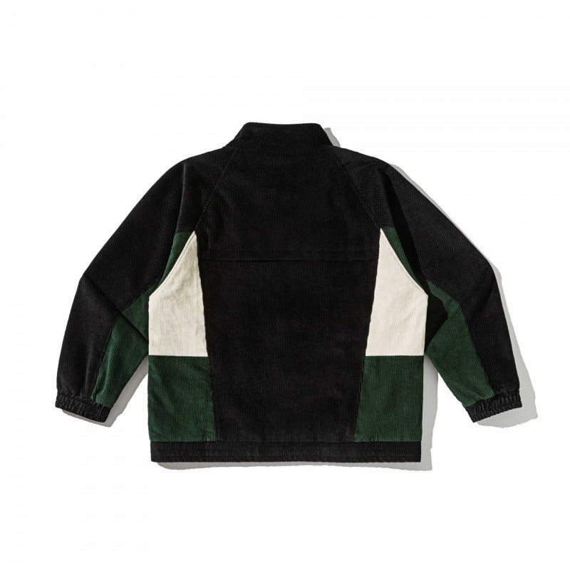 Unisex Kastenförmige Cord-Fleece-Zipjacke mit Colorblock-Einsätzen und Stehkragen Shop Nory