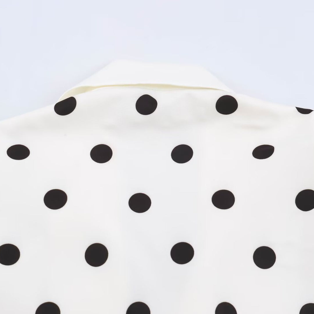 Damen Midilanger Mantel mit Polka‑Dot‑Print, Doppelreiher und Schalkragen Shop Nory