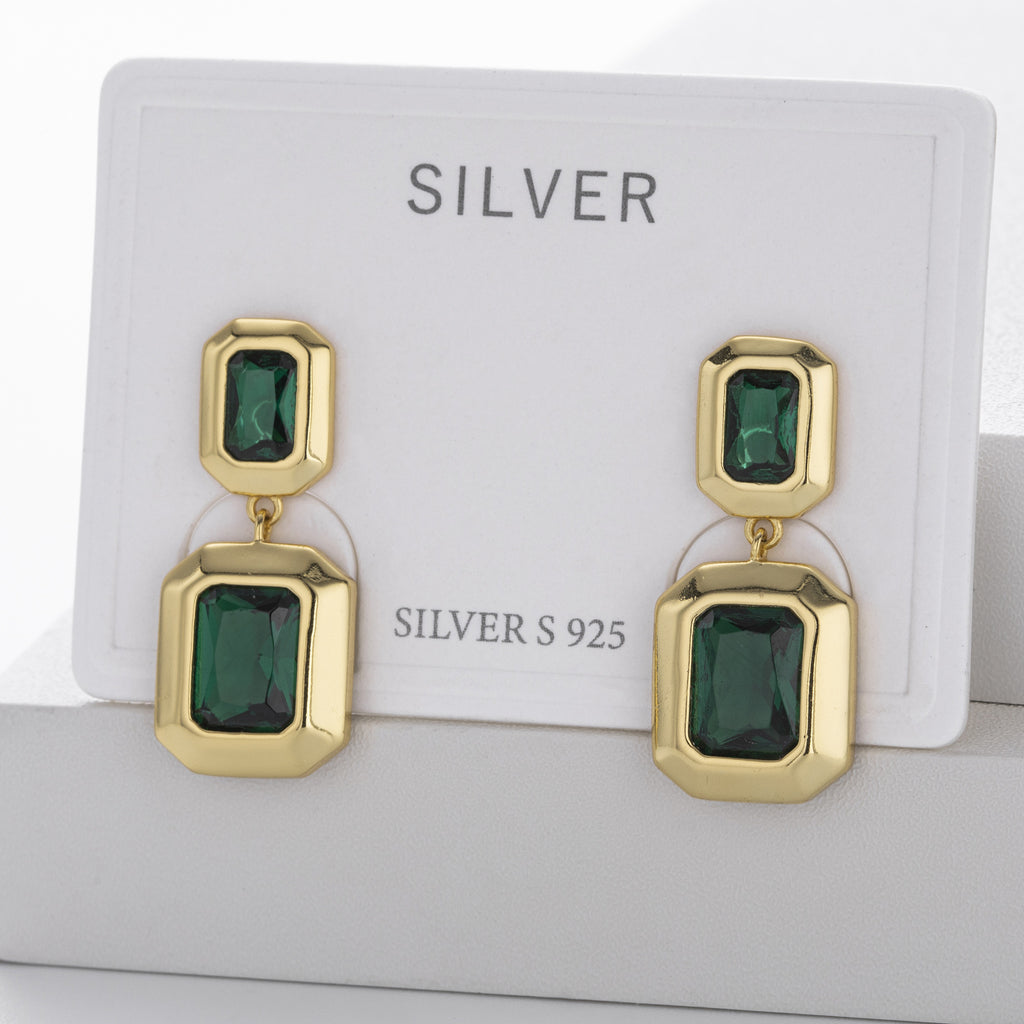 Damen Ohrhängern mit funkelndem Zirkonbesatz und elegantem goldfarbenem Design Shop Nory