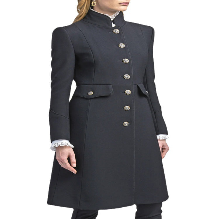 Damen Taillierter Mantel im Uniform‑Tailoring mit Stehkragen, Zierknopfleiste und Pattentaschen Shop Nory