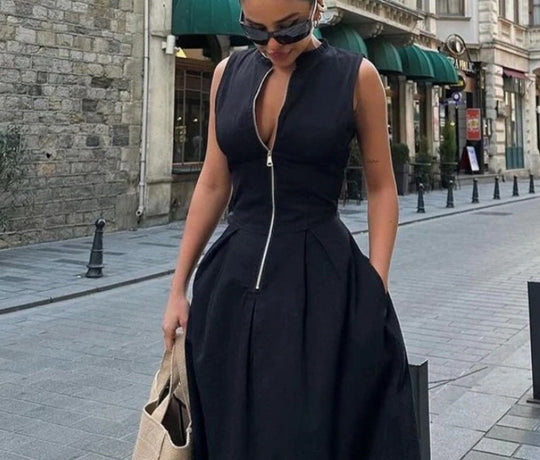 Damen Elegantes Maxi-Kleid mit tiefem V-Ausschnitt und schmalem Schnitt