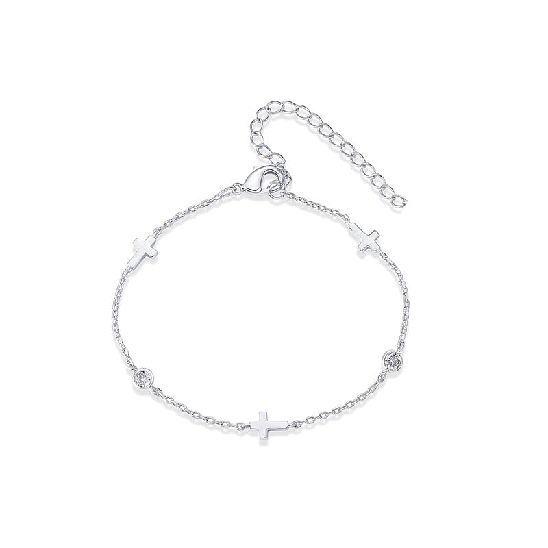 Damen Armband mit elegantem Kreuzanhänger aus feinem Edelstahl Shop Nory