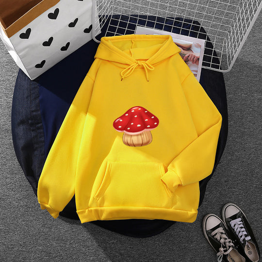 Damen nan leichter Oversize Kapuzenpullover mit Herz‑EKG‑Motiv, langen Kordeln und elastischem Bund Shop Nory