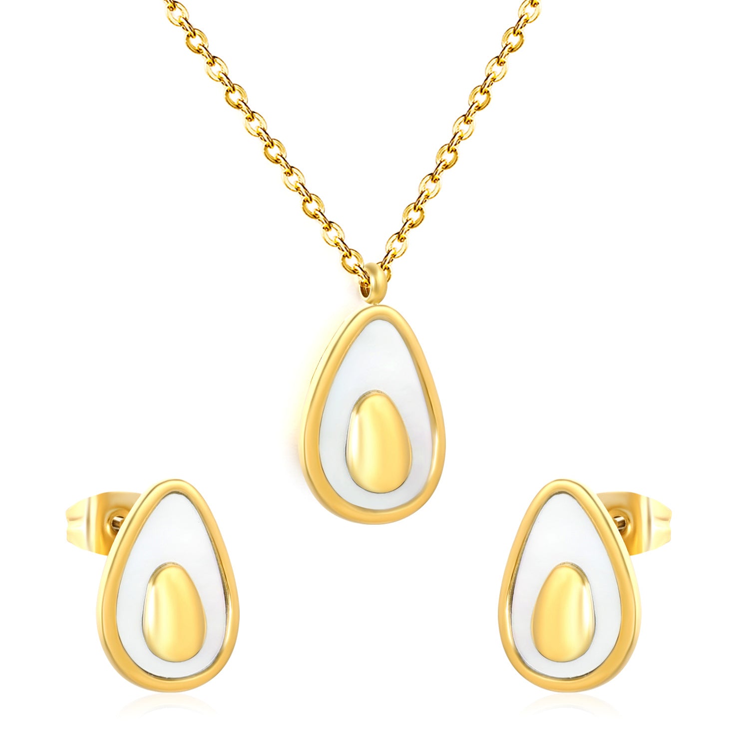 Damen Schmuckset mit luxuriösem Tropfenanhänger und passendem Ohrstecker Shop Nory