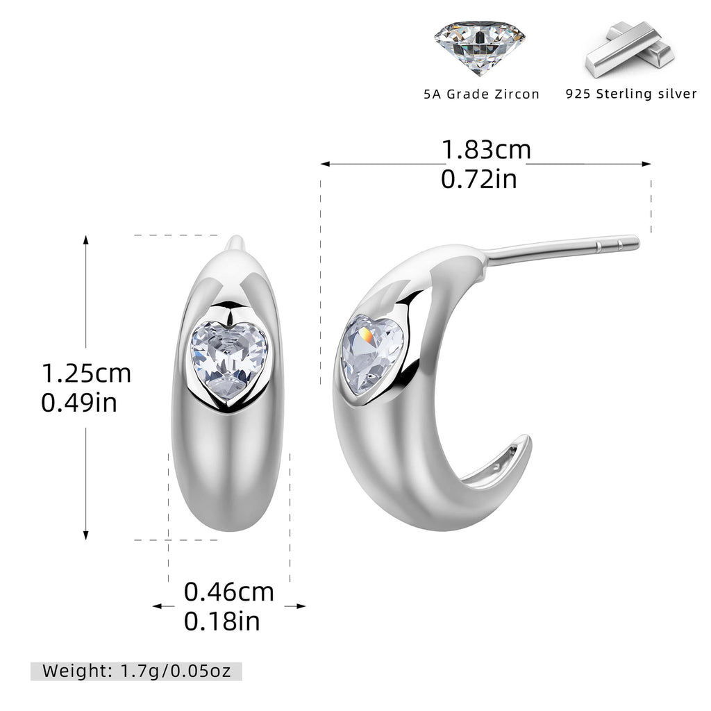 Damen Ohrhänger mit funkelndem Herzen aus hochwertigem 925 Sterling Silber Shop Nory