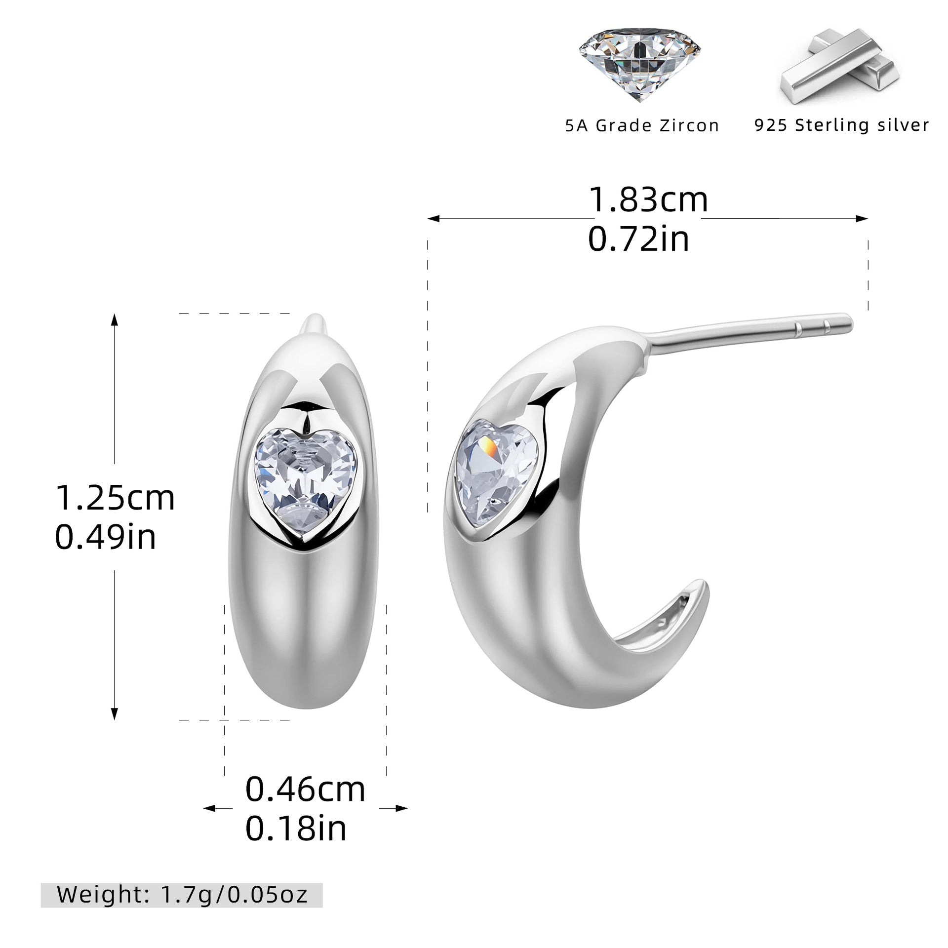 Damen Ohrhänger mit funkelndem Herzen aus hochwertigem 925 Sterling Silber Shop Nory