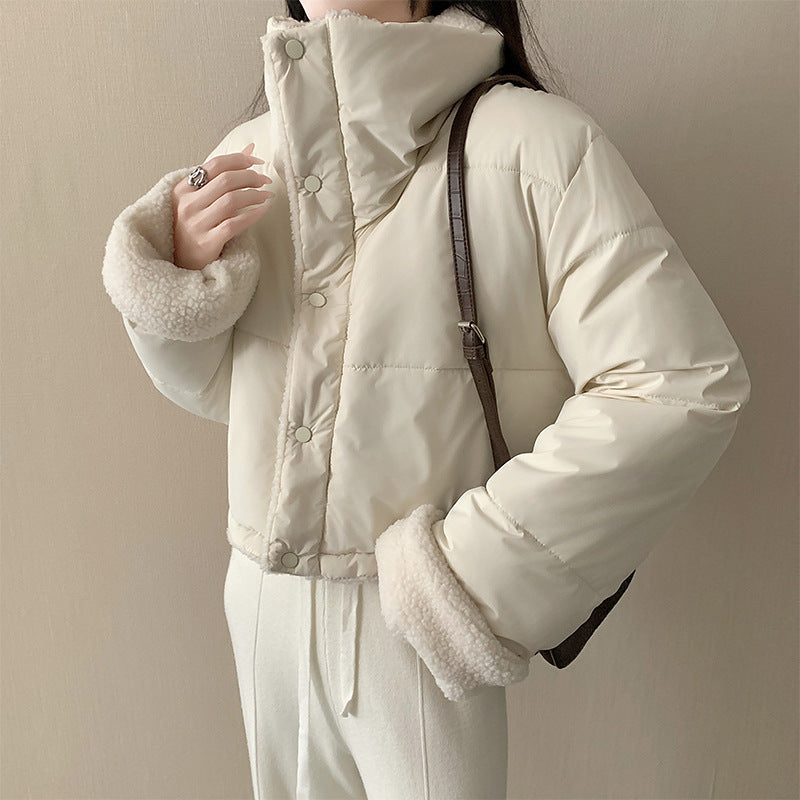 Damen nan kurze wattierte Jacke mit hochschließendem Schalkragen und Teddybündchen Shop Nory