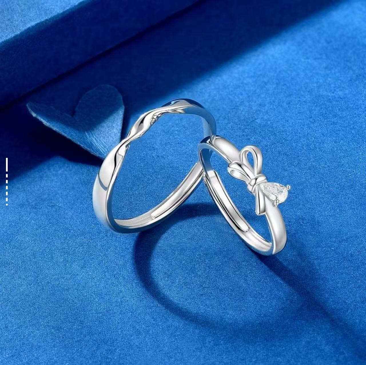 Damen Verlobungsring-Set mit eleganten Schleifen- und Wellen-Design Shop Nory