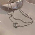 Damen Kette mit exquisitem Mondanhänger und funkelnden Zirkonia Shop Nory