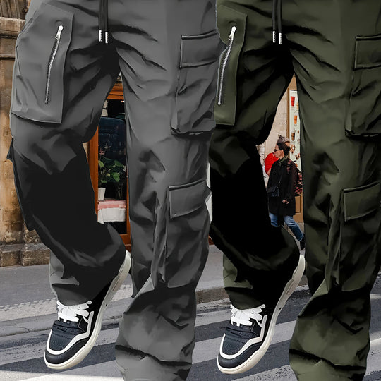 Herren weite Utility-Cargohose mit Tunnelzugbund, multifunktionalen Taschen & Reißverschlusstasche Shop Nory