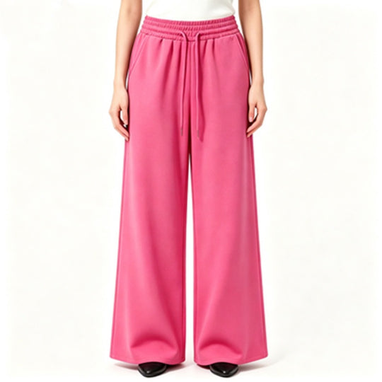 Damen nan weite High-Waist Loungehose mit elastischem Bund, Kordelzug und fließendem Jersey Shop Nory