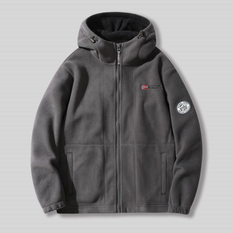 Herren Fleece-Kapuzenjacke mit Teddyfutter, durchgehendem Reißverschluss und Utility-Taschen Shop Nory
