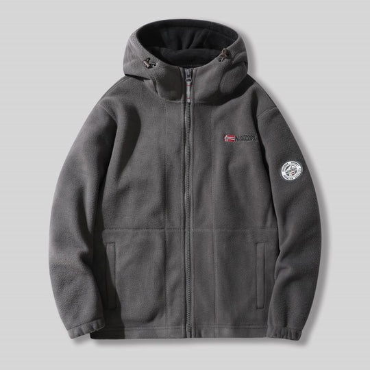 Herren Fleece-Kapuzenjacke mit Teddyfutter, durchgehendem Reißverschluss und Utility-Taschen Shop Nory