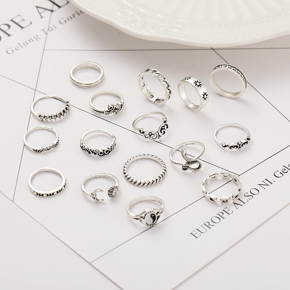 Damen Ring-Set mit filigranen und symbolischen Designs Shop Nory