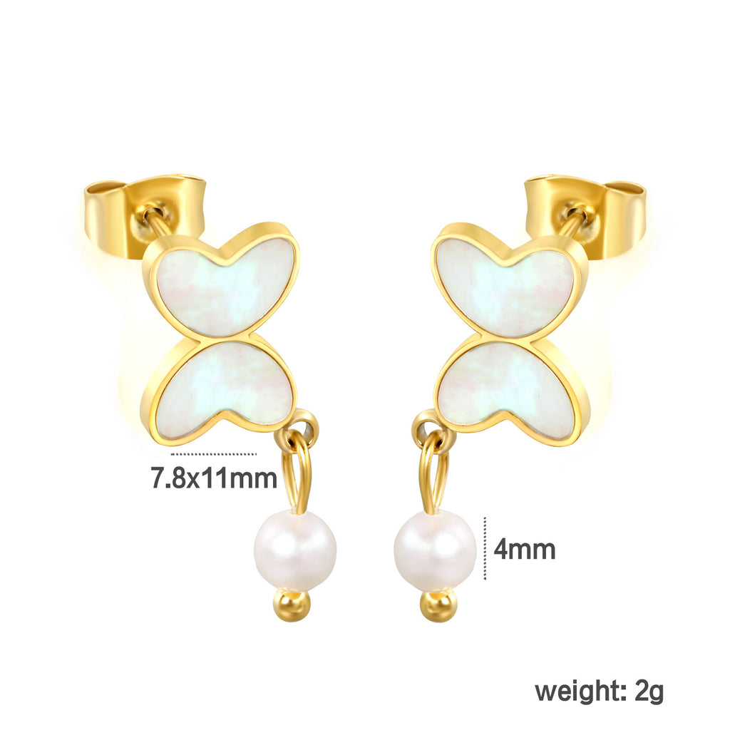 Damen Ohrringe mit modernen Herz-Akzenten und Perlenschmuck Shop Nory