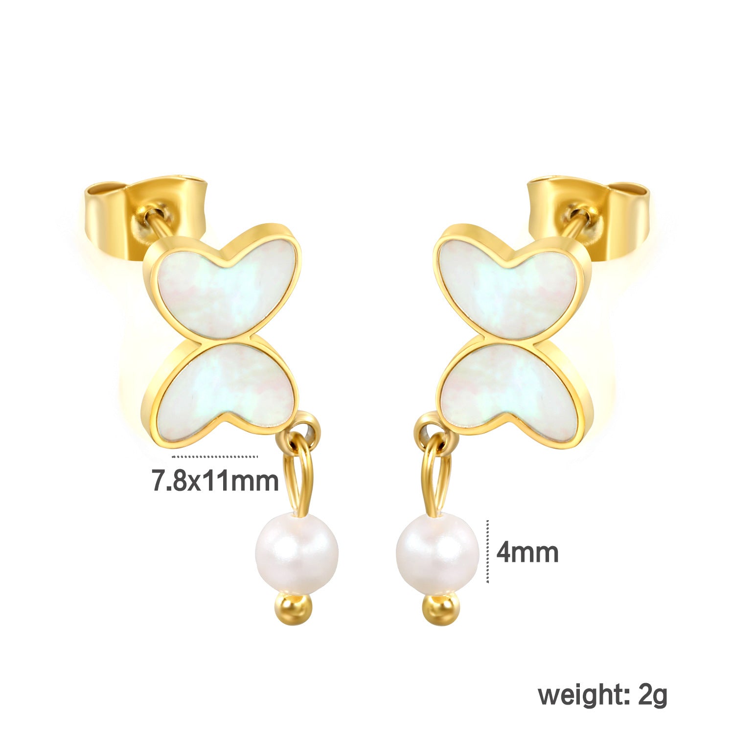 Damen Ohrringe mit modernen Herz-Akzenten und Perlenschmuck Shop Nory