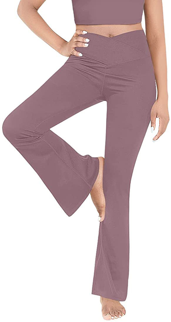 Damen Bootcut Yoga-Hose aus elastischem Material mit hohem Bund Shopnory