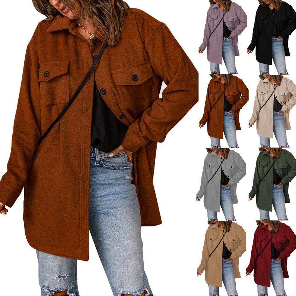 Damen Oversize-Hemdjacke mit Brustklappen und langem Schnitt Shop Nory