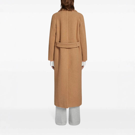 Damen Maxi Doppelreihiger Wollmantel mit übergroßem Revers und Pattentaschen Shop Nory