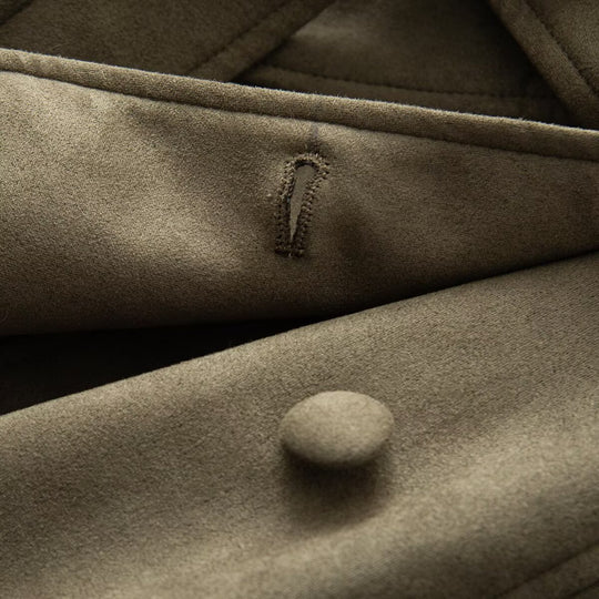 Damen Taillierter langer Mantel aus Veloursimitat mit Faux‑Fellkragen und Bindegürtel Shop Nory