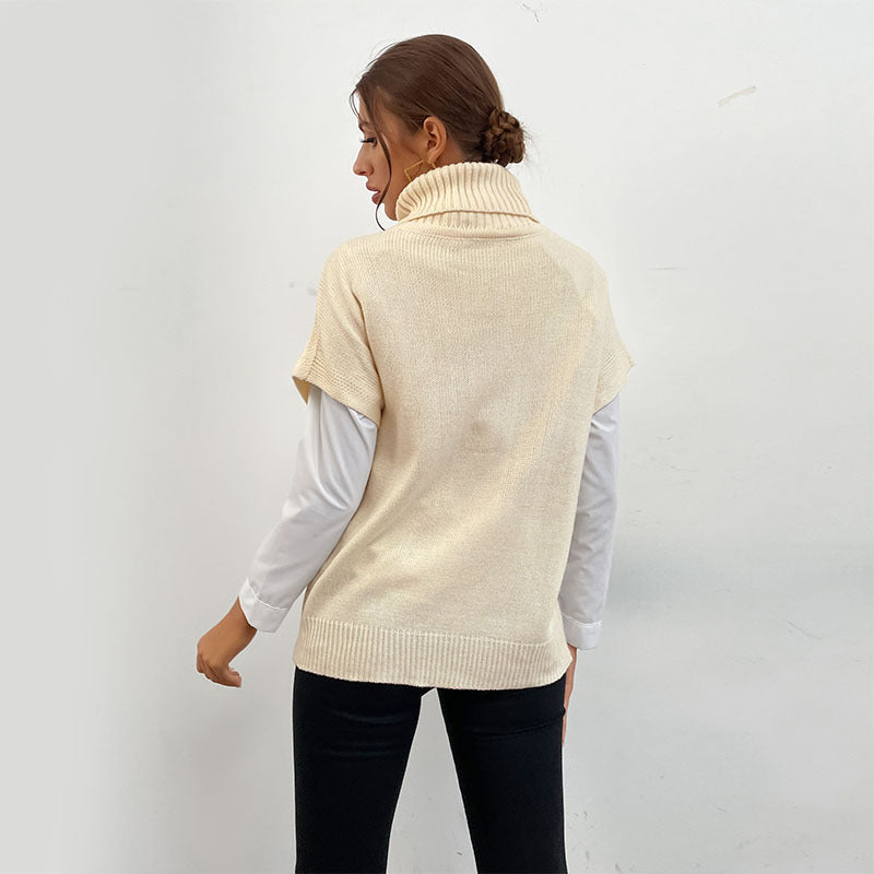 Damen Strickwesten-Pullover mit Zopfmuster und hohem Rollkragen Shop Nory