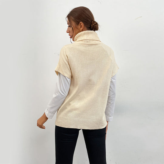 Damen Strickwesten-Pullover mit Zopfmuster und hohem Rollkragen Shop Nory