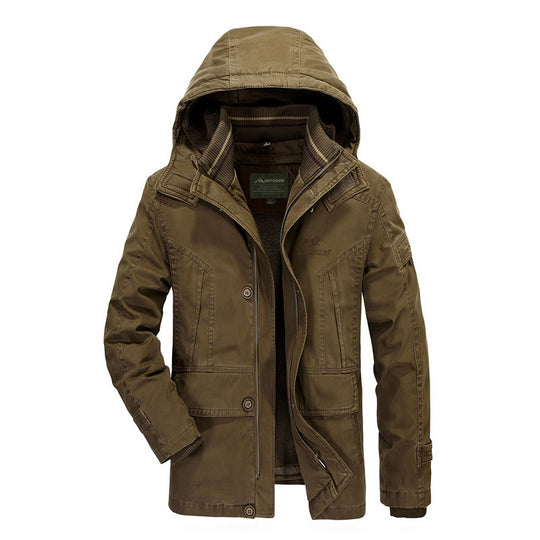 Herren Kapuzenparka mit Teddyfutter und multifunktionalen Utility‑Taschen Shop Nory