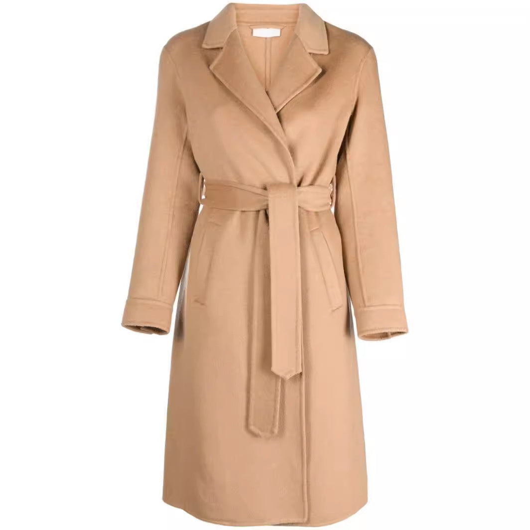 Damen Midilanger Wickelmantel im Clean‑Cut aus Woll‑Kaschmirmix mit Bindegürtel Shop Nory