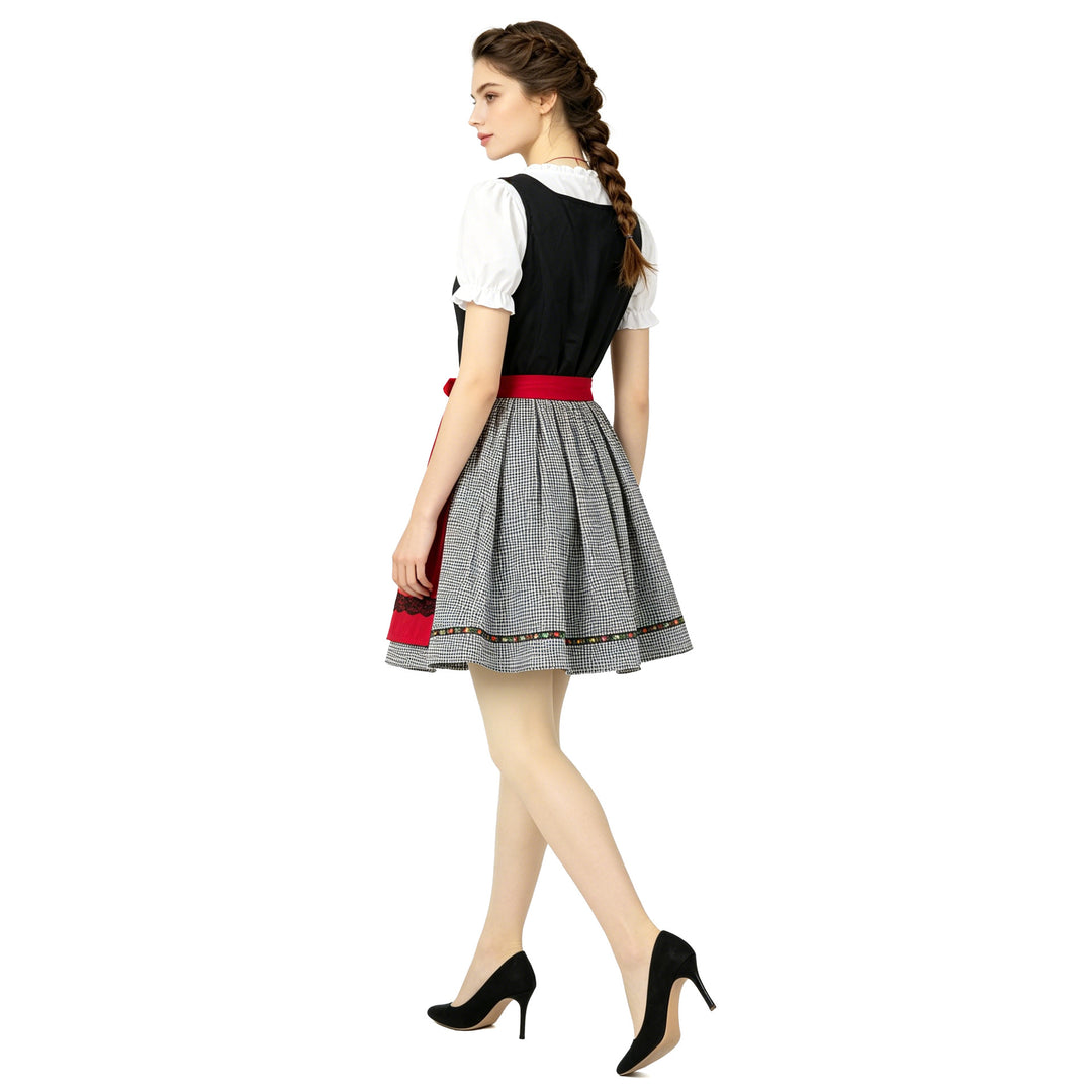 Damen nan traditionelles Dirndlkleid mit Herzausschnitt, geschnürtem Mieder und dekorativer Schürze Shop Nory