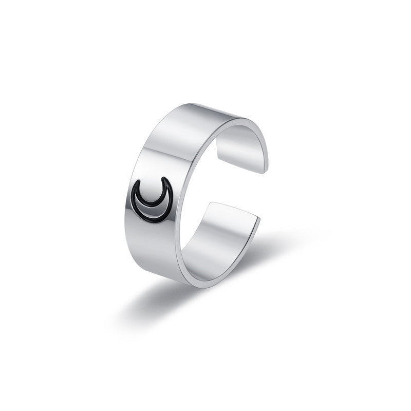 Damen Offener Ring aus Edelstahl mit elegantem Halbmond-Design Shop Nory