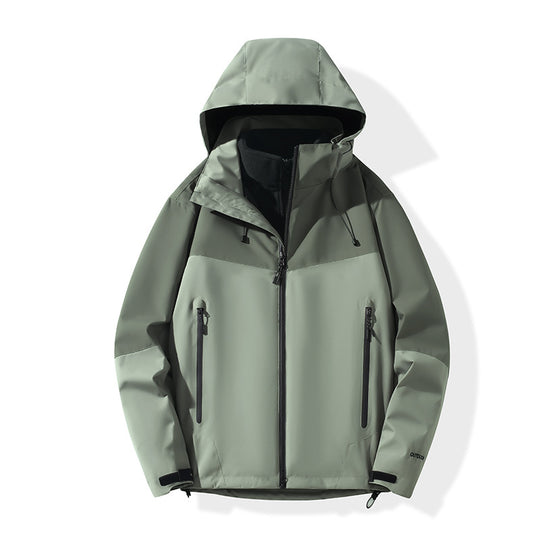 Herren Softshell-Hybridjacke mit Kapuze, getapten Reißverschlüssen und verstellbarem Saum Shop Nory