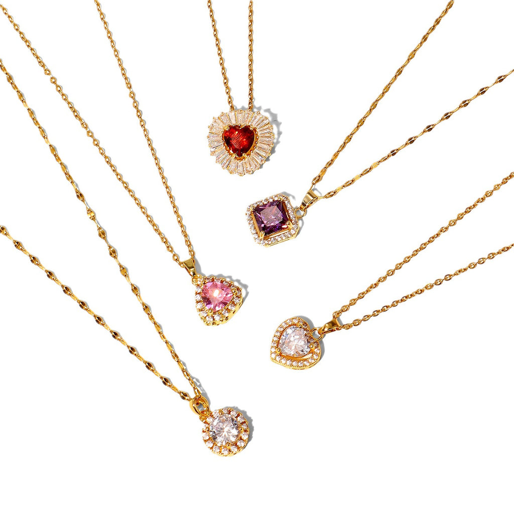 Damen Halskette mit strahlendem Zirkonia-Anhänger und elegante Gliederkette Shop Nory
