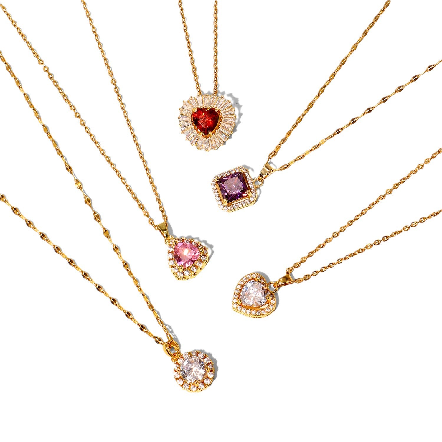 Damen Halskette mit strahlendem Zirkonia-Anhänger und elegante Gliederkette Shop Nory