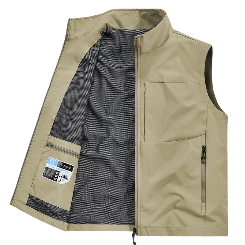 Herren Multifunktionale Outdoor-Weste mit winddichter Mikrofaser, Mesh-Innenfutter und verdeckten Reißverschlusstaschen Shop Nory