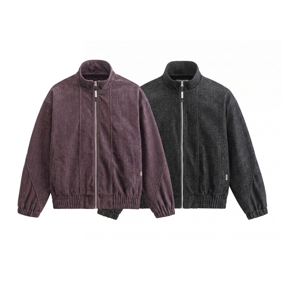 Unisex Boxy‑Bomberjacke aus strukturiertem Denim‑Optik mit hohem Stehkragen Shop Nory