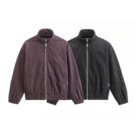 Unisex Boxy‑Bomberjacke aus strukturiertem Denim‑Optik mit hohem Stehkragen Shop Nory