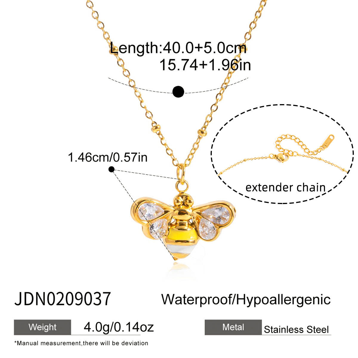 Damen Halskette mit Bienendesign und funkelnden Steinen Shop Nory