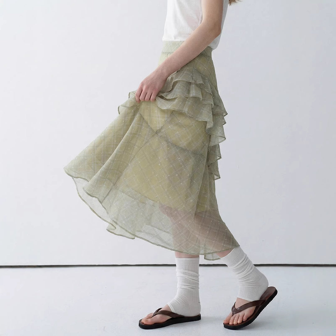 Damen Langer, Plissierter Rock mit Rüschen Shop Nory