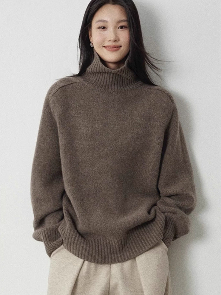 Damen Rollkragenpullover aus feinem Wollmix mit geradem Schnitt und breitem Rippkragen Shop Nory