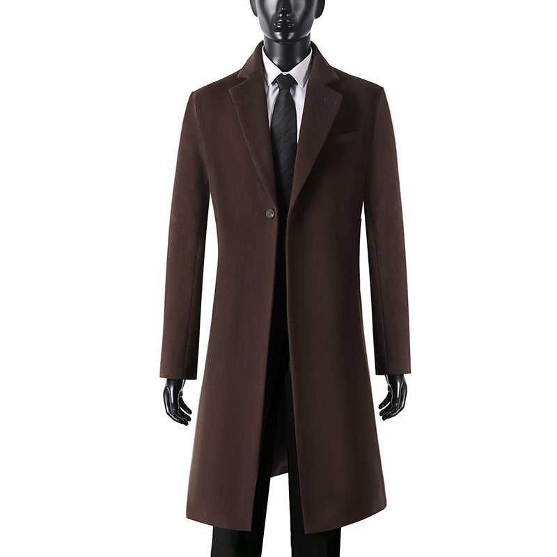 Herren Eleganter Longcoat aus Wollmix mit schmaler Silhouette und Ein-Knopf‑Verschluss Shop Nory