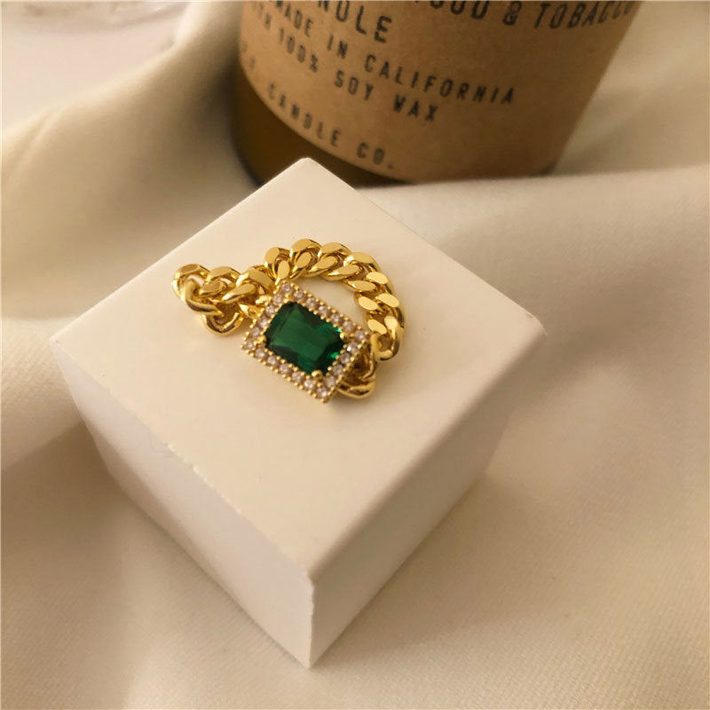 Damen Moderner Ring mit exquisitem Smaragd-Design und glitzerndem Edelsteingefasst Shop Nory