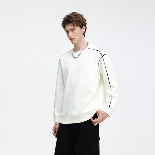 Herren Oversize Rippstruktur-Langarmshirt mit Kontrastnähten Shop Nory