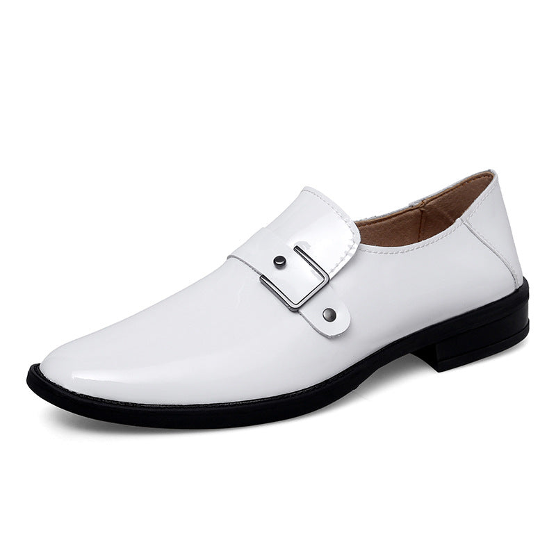 Herren eleganter Leder Slipper mit dekorativem Riemen
