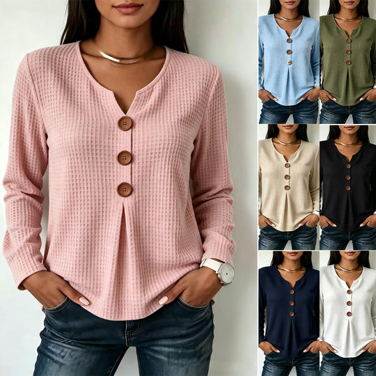 Damen Modisches Langarmshirt mit Knopfdetails Shop Nory