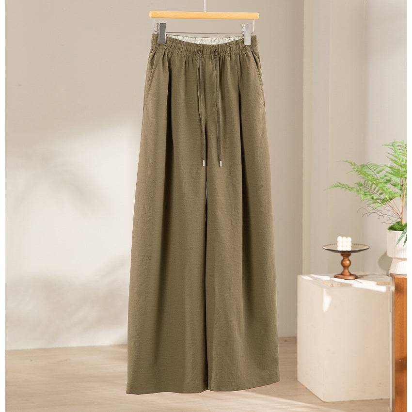 Damen Palazzo-Hose mit hohem Elastikbund, Tunnelzug und fließender Weite Shop Nory
